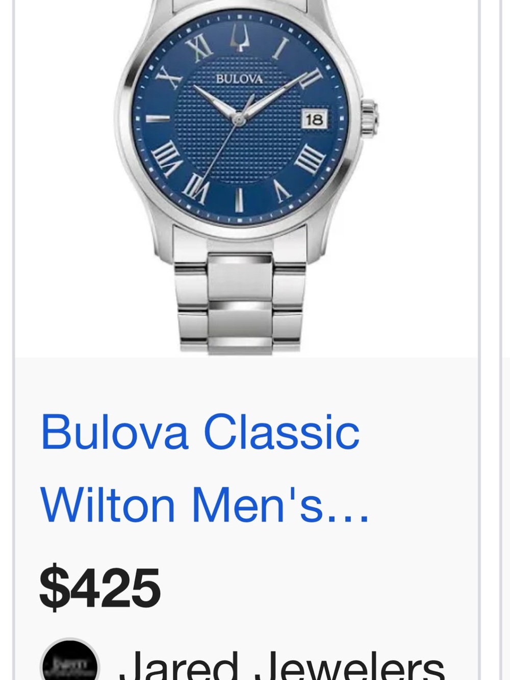 Bulova Blue Dial Silver-Tone Men's Watch